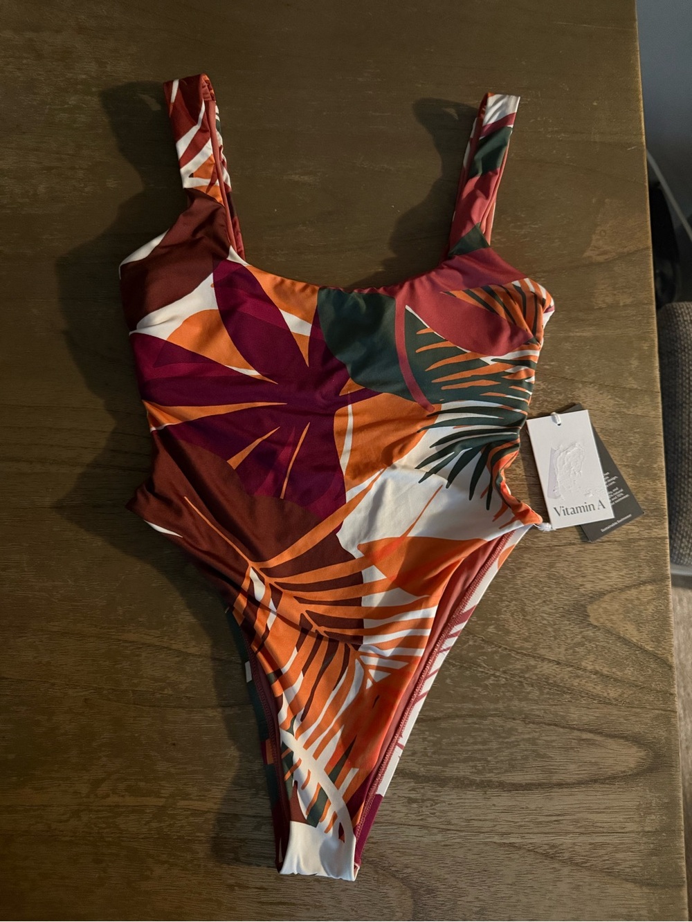 Vitamin A Women’s Orange Tropical Leaf One-Piece Swimsuit